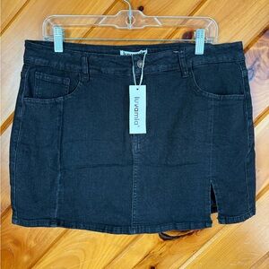 Luvamia Black Mini Denim Skort